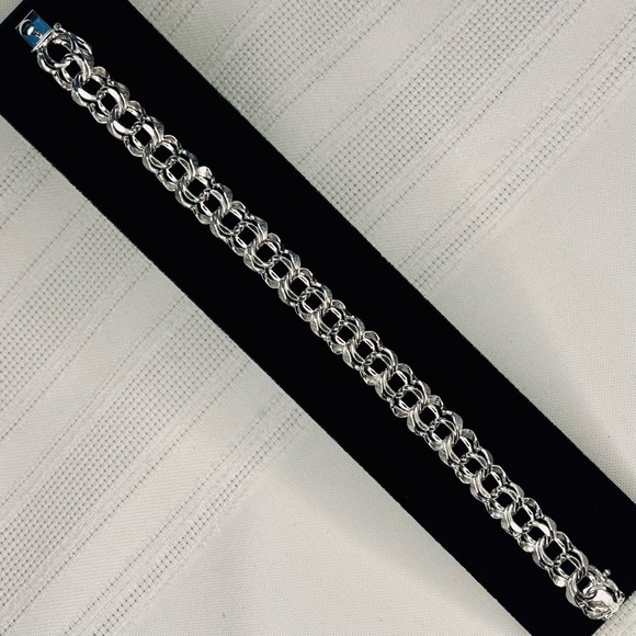 VTG .925β Sterling Bracelet Marked Multi-Links Charm Bracelet Perfect 7β - Picture 4 of 9